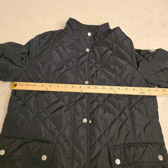 Lauren Ralph Lauren Black Quilted Jacket Size M Snap Button Equestrian Timeless - Picture 12 of 13